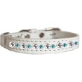 Mirage Pet Products Posh Jeweled Dog CollarWhite with Aqua Size 14 682-01 WTAQ14